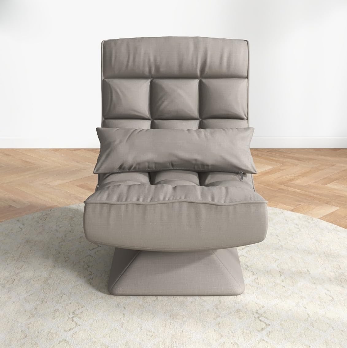 RELAX4LIFE Chaise de Sol Pliable Réglable en 5 Positions, Fauteuil au Sol à 360° et Cadre en Fer Robuste,Chaise de Meditation pour Lire, Reposer (Gris | Style 2)