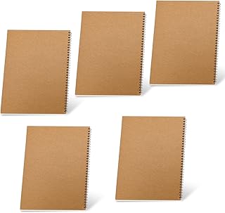 JAPCHET 5 Packs A3 Spiral Sketchbook, A3 Drawing Sketch Pad, Landscape Spiral Bound Sketchbook for Painting, Sketching, 30 Sheets/ 60 Pages