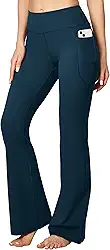 Calça feminina de ioga com bolsos para mulheres com corte bootcut calça de perna larga para treino de cintura alta
