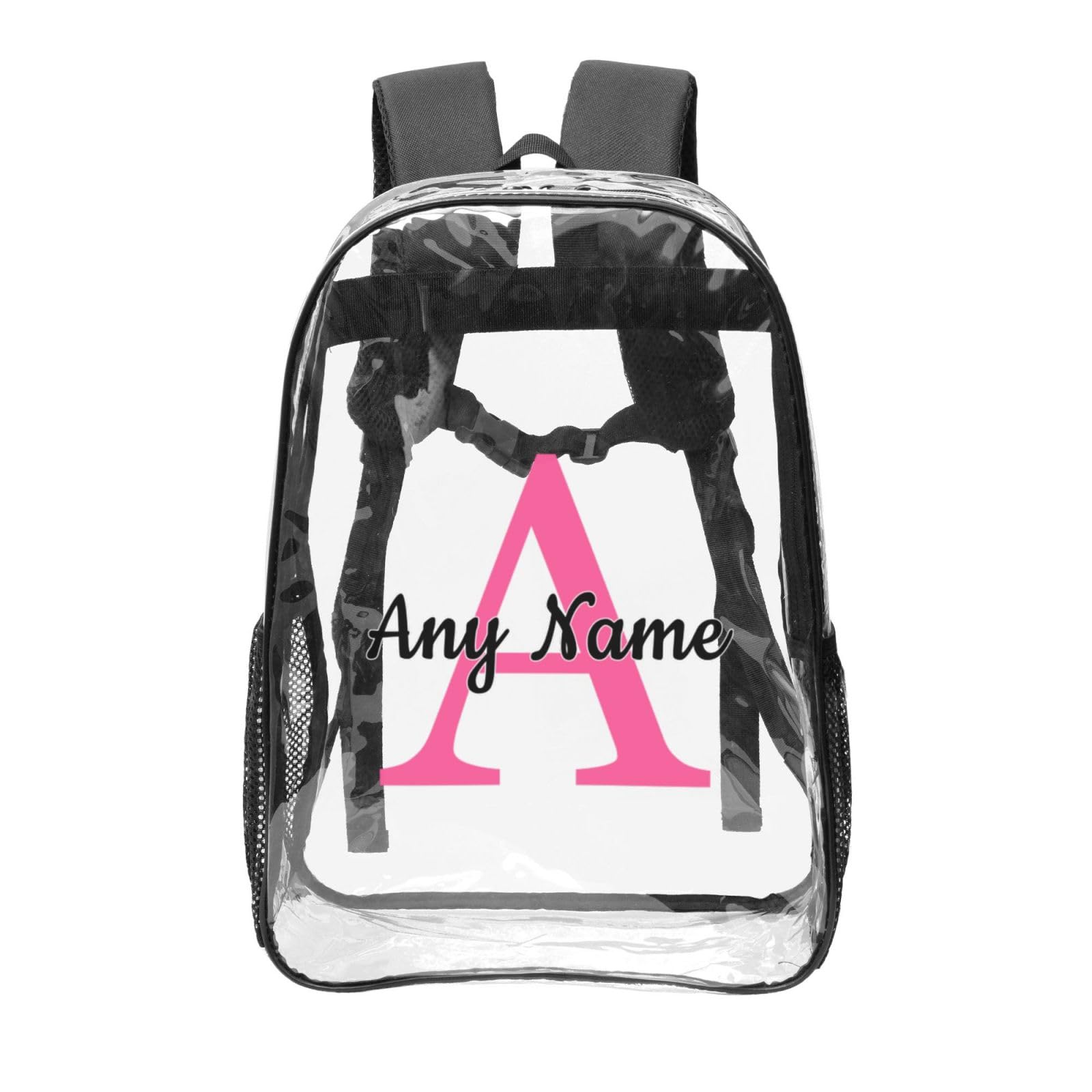 Midkepf Personalized Clear Backpack for Women Men, Custom Transparent Backpacks with Name Text Photo, PVC Adjustable See Through Bag Suitable for