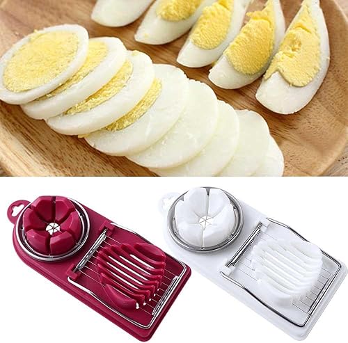 Miniatura 5 de 2 piezas de cortador de huevos duros para huevos duros, cortador de huevos hervidos multiusos, cortador de fresas para alimentos, verduras, frutas,
