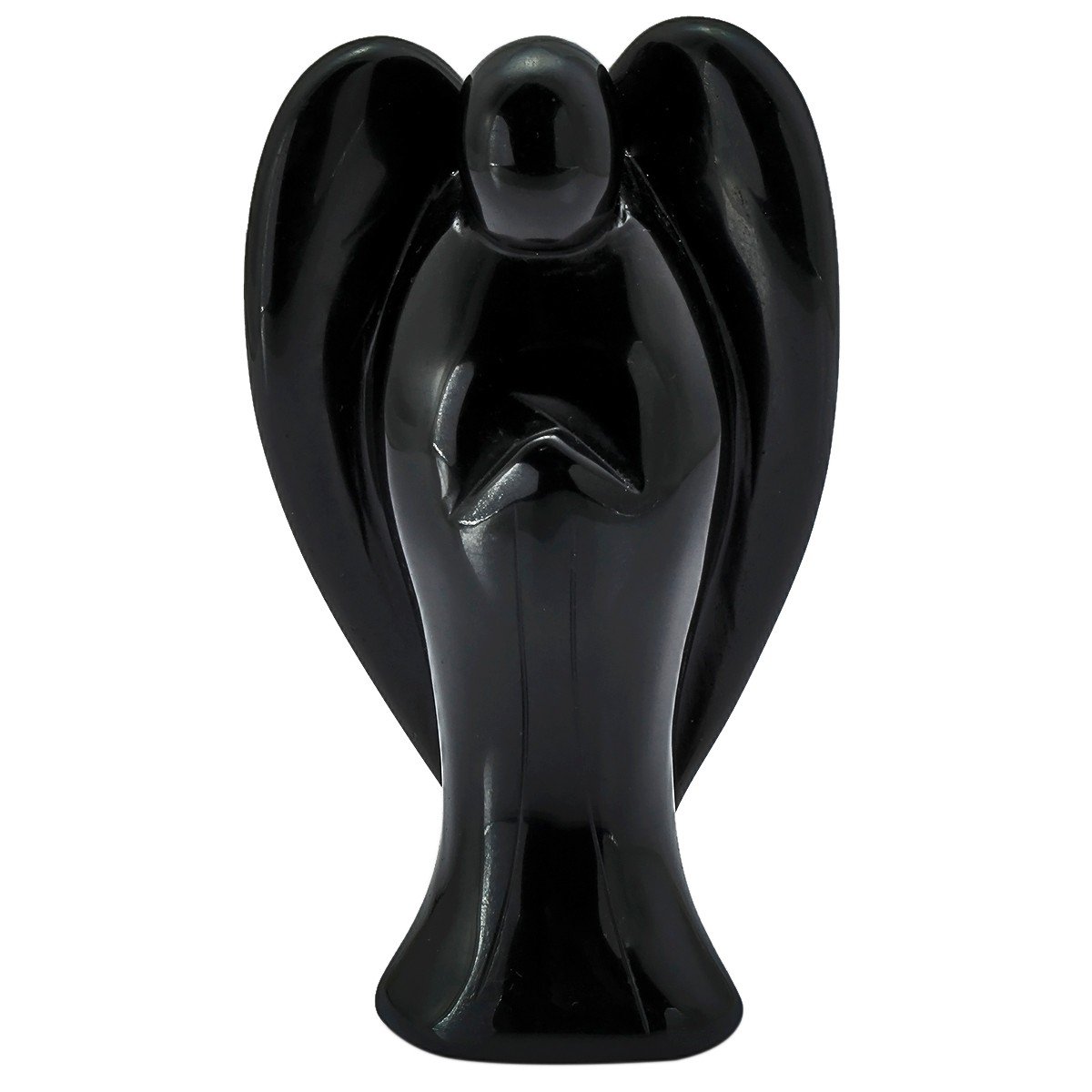 Ange gardien figurine en obsidienne noire de 7,6 cm pour la protection et l'harmonie intérieure