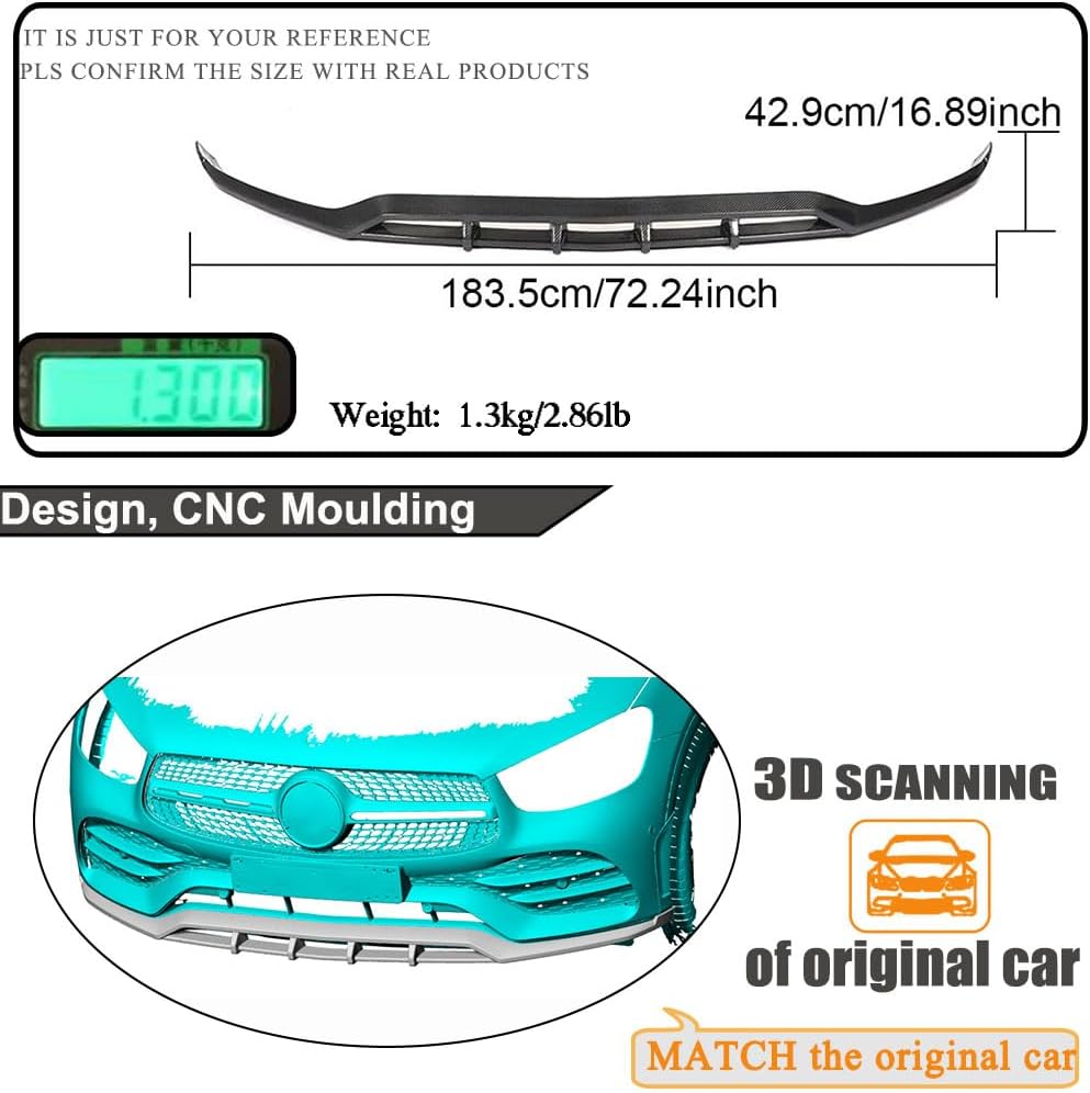 Real Carbon Fiber Front Bumper Lip fits for Mercedes Benz GLC Class X253 GLC250 GLC300 GLC350 Sport GLC43 AMG Sport Utility 4-Door 2020-2021 Chin Spoiler Splitter Protector Factory Outlet