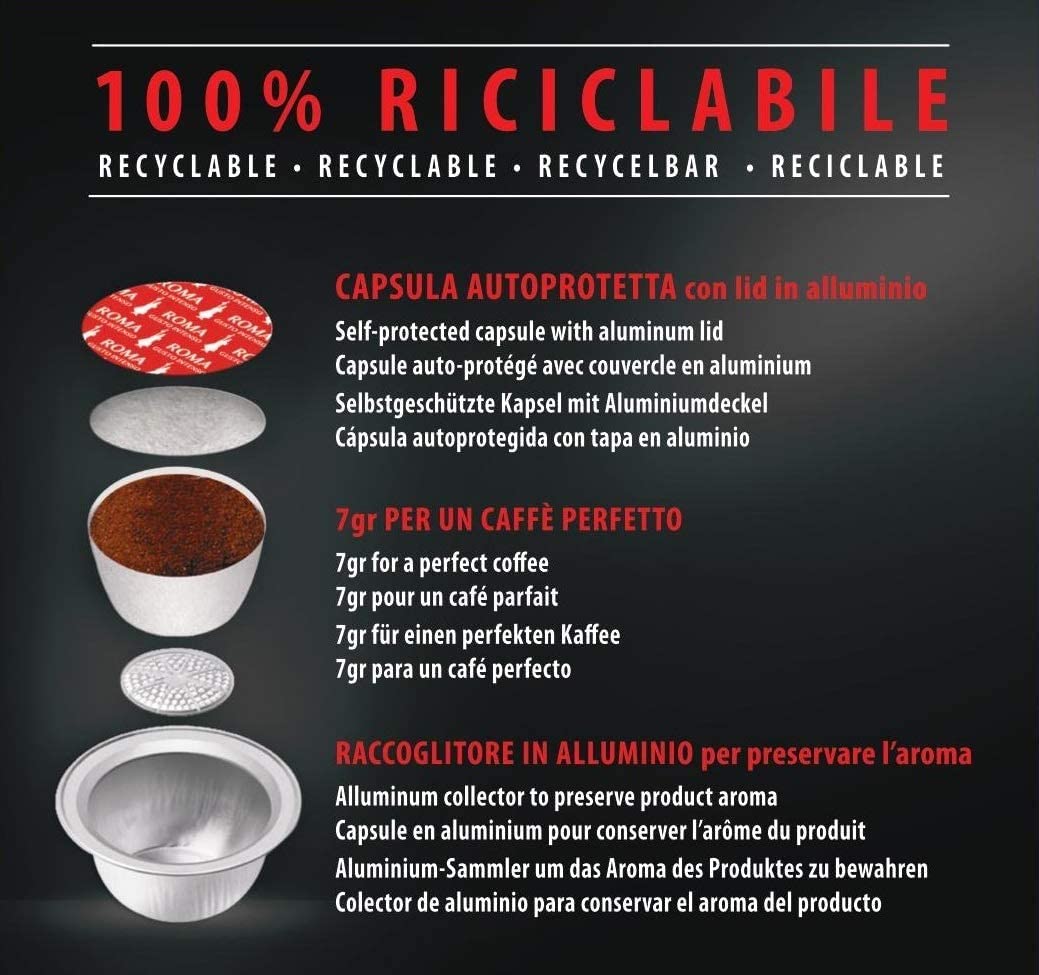 Bialetti Roma Sabor Intenso Mokespresso 72 Cápsulas Originales