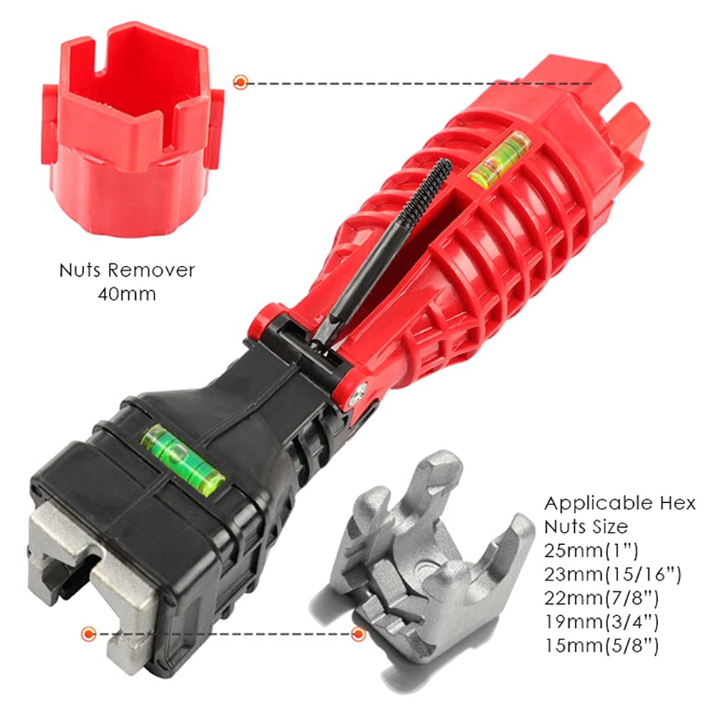 Klucz nasadowy do kranu 18 w 1, klucz z podwójną głowicą, narzędzie instalacyjne do kranu i zlewu, klucz do rur wodnych, dla hydraulików i właścicieli domów