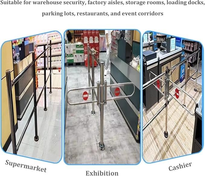 Générique Portillon de sécurité battant en Acier Inoxydable pour entrée de supermarché, Petite Porte d'accès piéton à Sens Unique, Dispositif de Fermeture Automatique