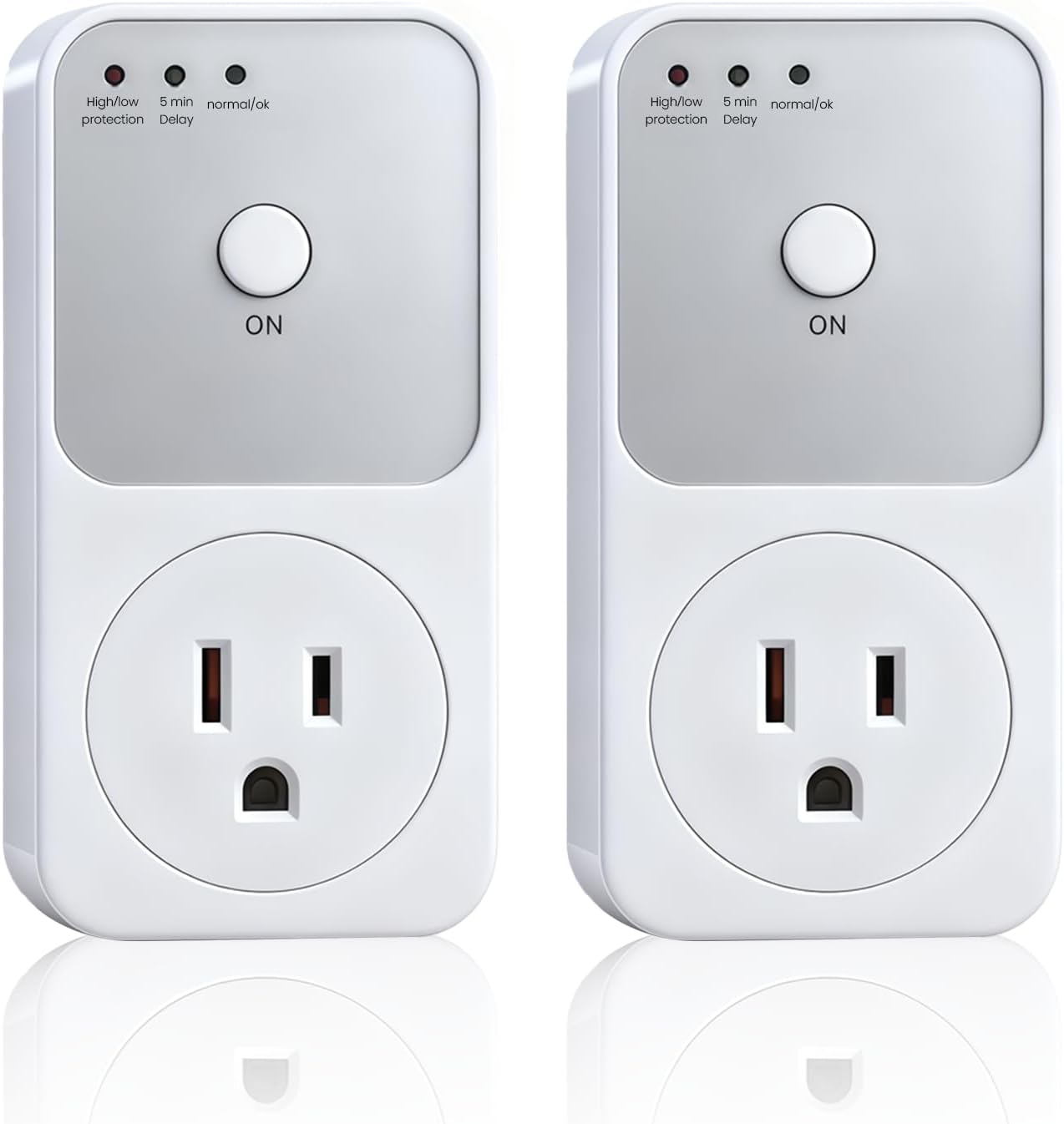 Voltage Protector, 120V AC Surge Protector with 5-6 Mins Delay, Over/Undervoltage Protection for Refrigerators, Washing Machines, AC, Single Outlet, White, 1800W Capacity