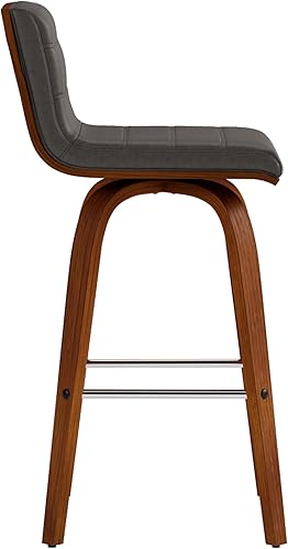 Miniatura 6 de Armen Living Vienna - Taburete giratorio de 26 pulgadas de altura de mostrador de piel sintética gris y madera de nogal Piel sintética