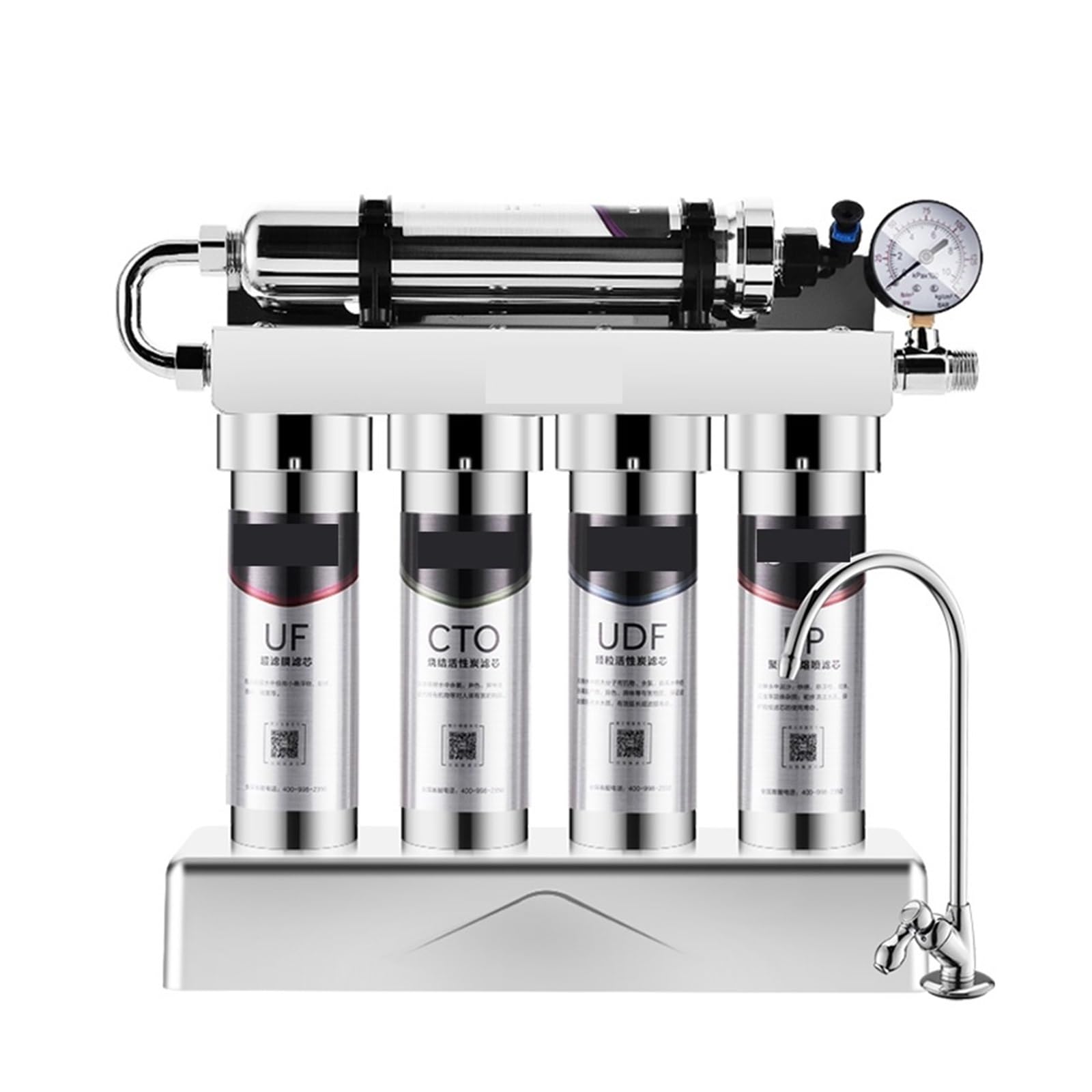 Filtro dell'acqua, Cucina domestica sotto il lavello Ultrafiltrazione, depuratore d'acqua a grande portata con rubinetto Bevanda diretta in acciaio inossidabile