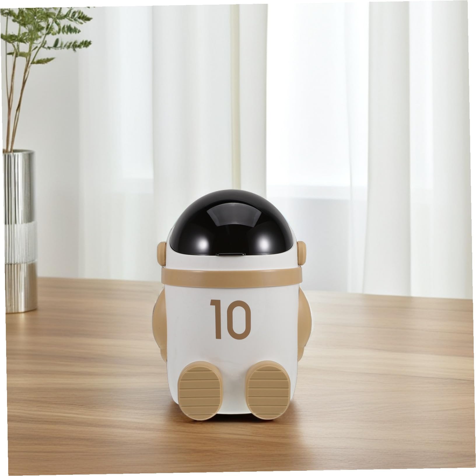 Tragbarer Mülleimer mit Deckel und Stilvollem Astronauten Design aus Kunststoff Praktischer Abfalleimer für Auto Büro und Zuhause mit Bequemem Stauraum