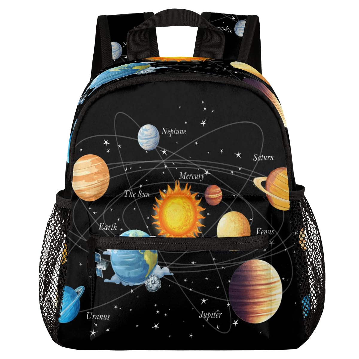 AUUXVA Planet Kid's Backpack Green Toddler Bag with Chest Clip Schoolbag for Girl Boy Preschool Kindergarten Student Bookbag Children Bag Travel