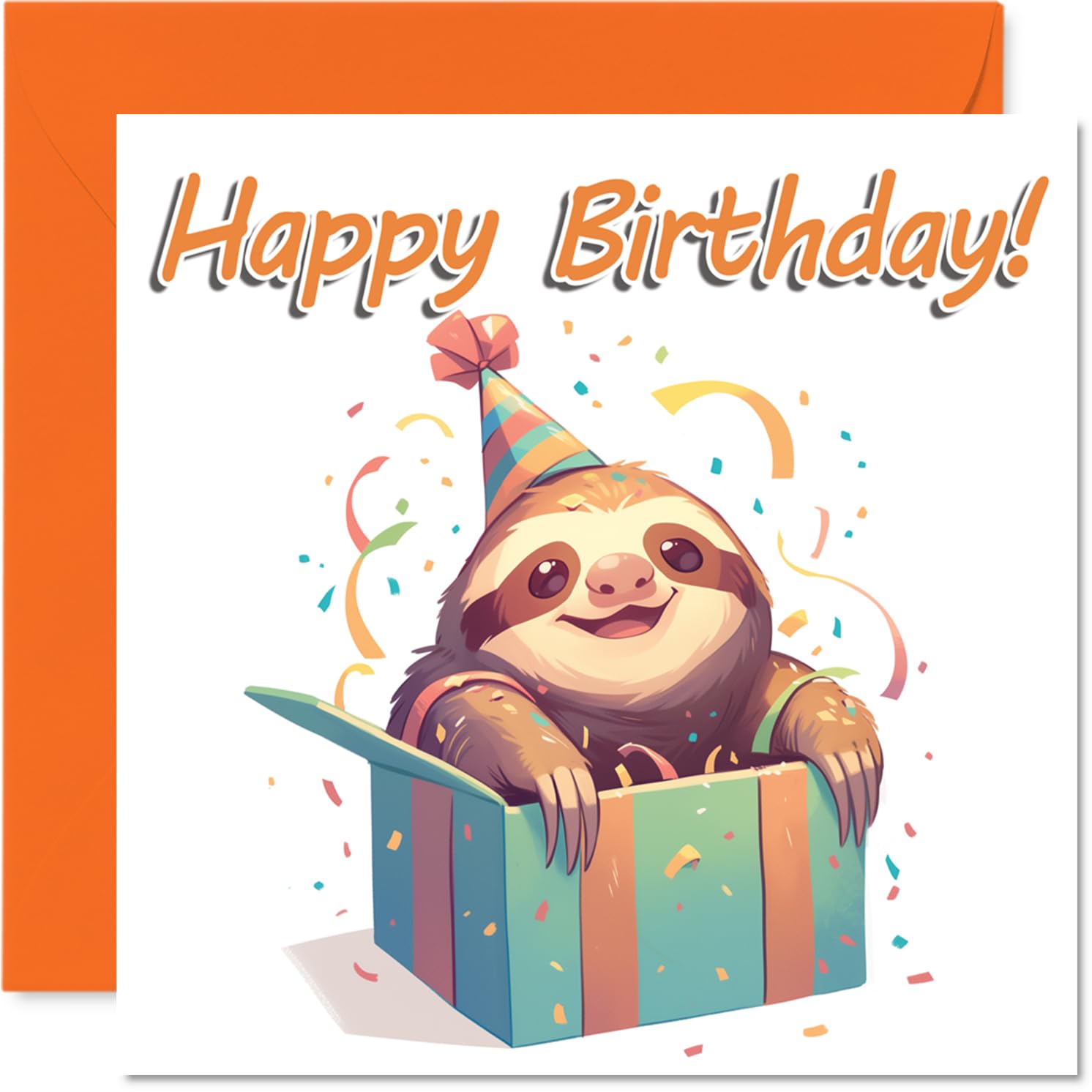 Sloth Birthday Cards - Animal Gifts - Happy Birthday Card for Son Daughter Brother Sister Grandson Granddaughter Niece Nephew Cousin, 145mm Bday Greeting Cards