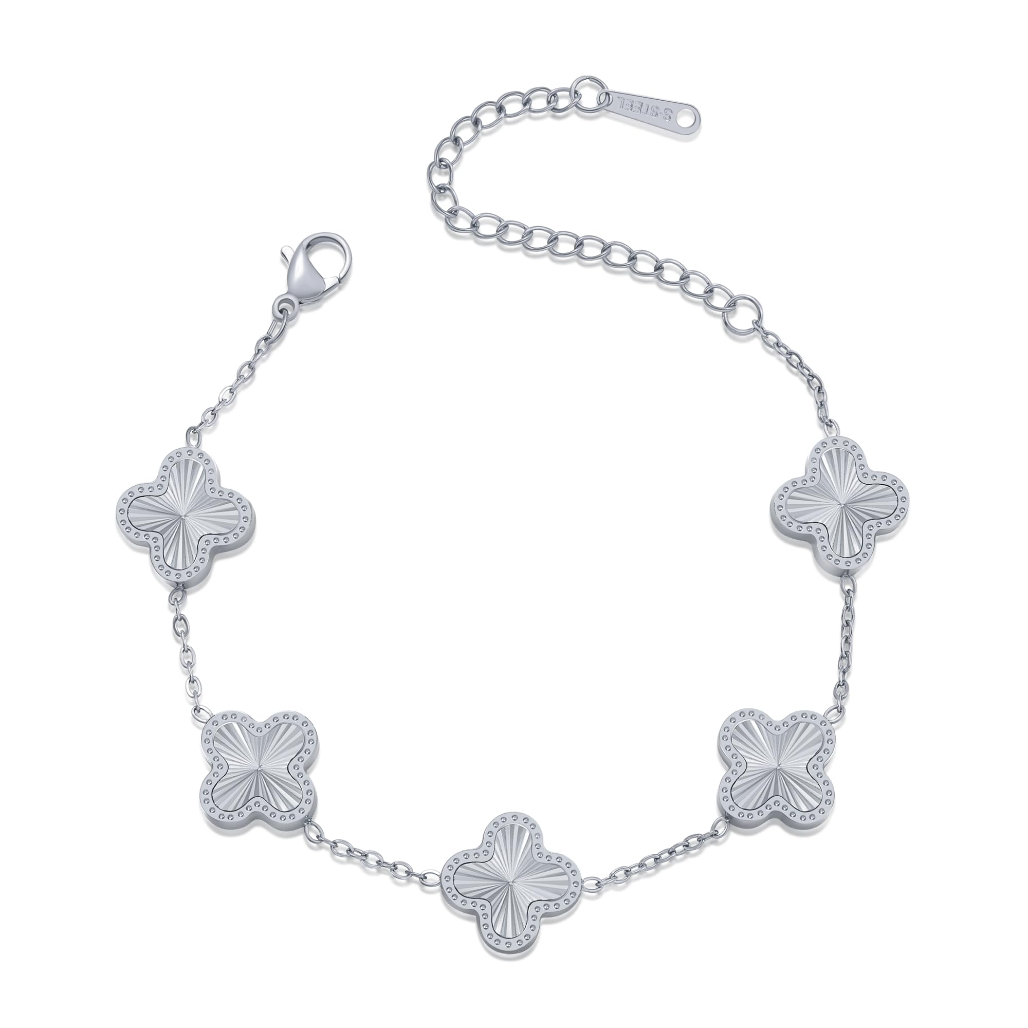 AIPPK 18K Gold Plated Clover Bracelet Dupes Gold Danity Bracelet for Women Flower Four Leaf Bracelets Lucky Jewelry Gifts for Women