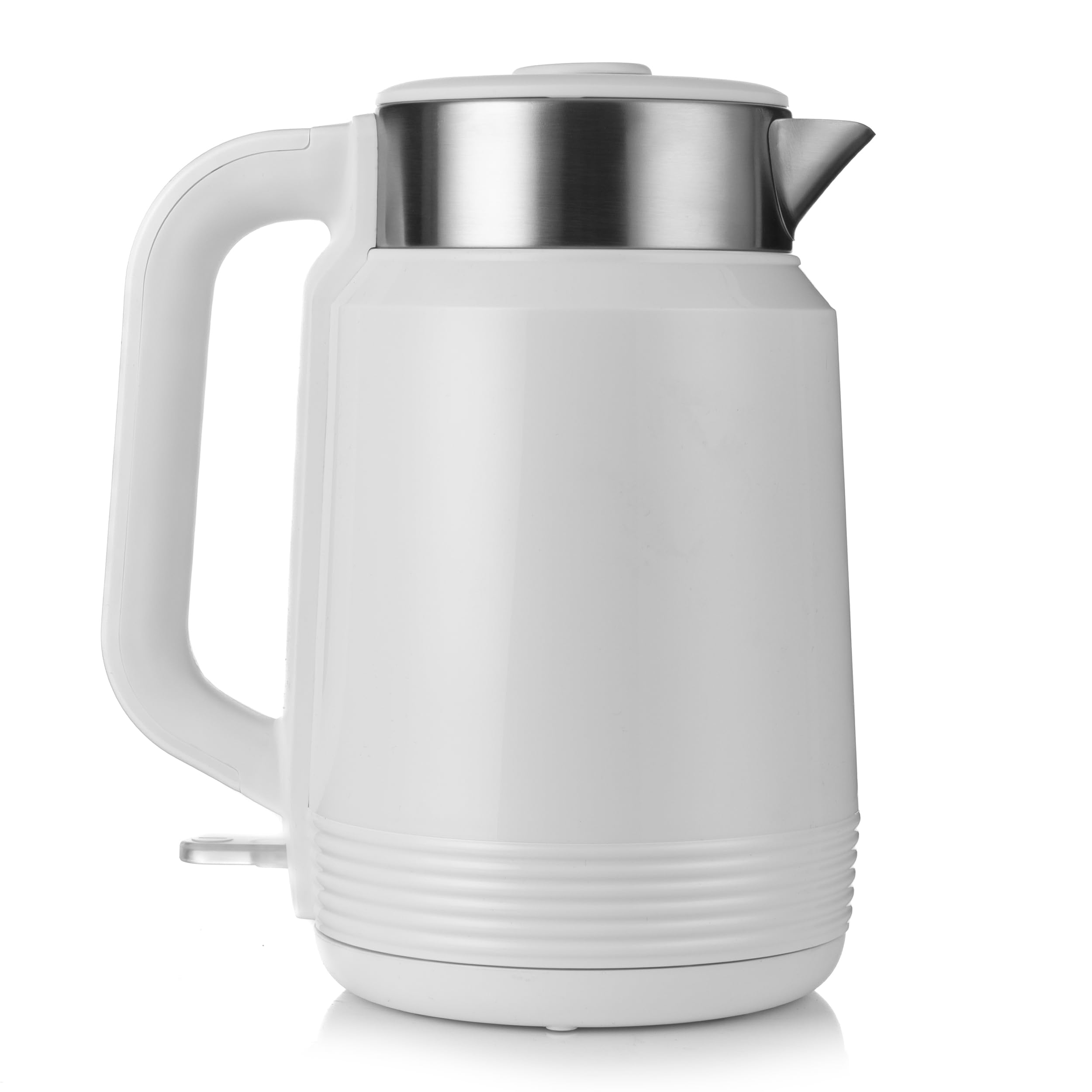 LEHMANN Bollitore Elettrico in Acciaio Inox, 2 L, 2200 W, Riscaldamento Rapido, Doppia Parete, Base Girevole 360°, Spegnimento Automatico, BPA‑free, ideale per Famiglie e Uffici, Bianco