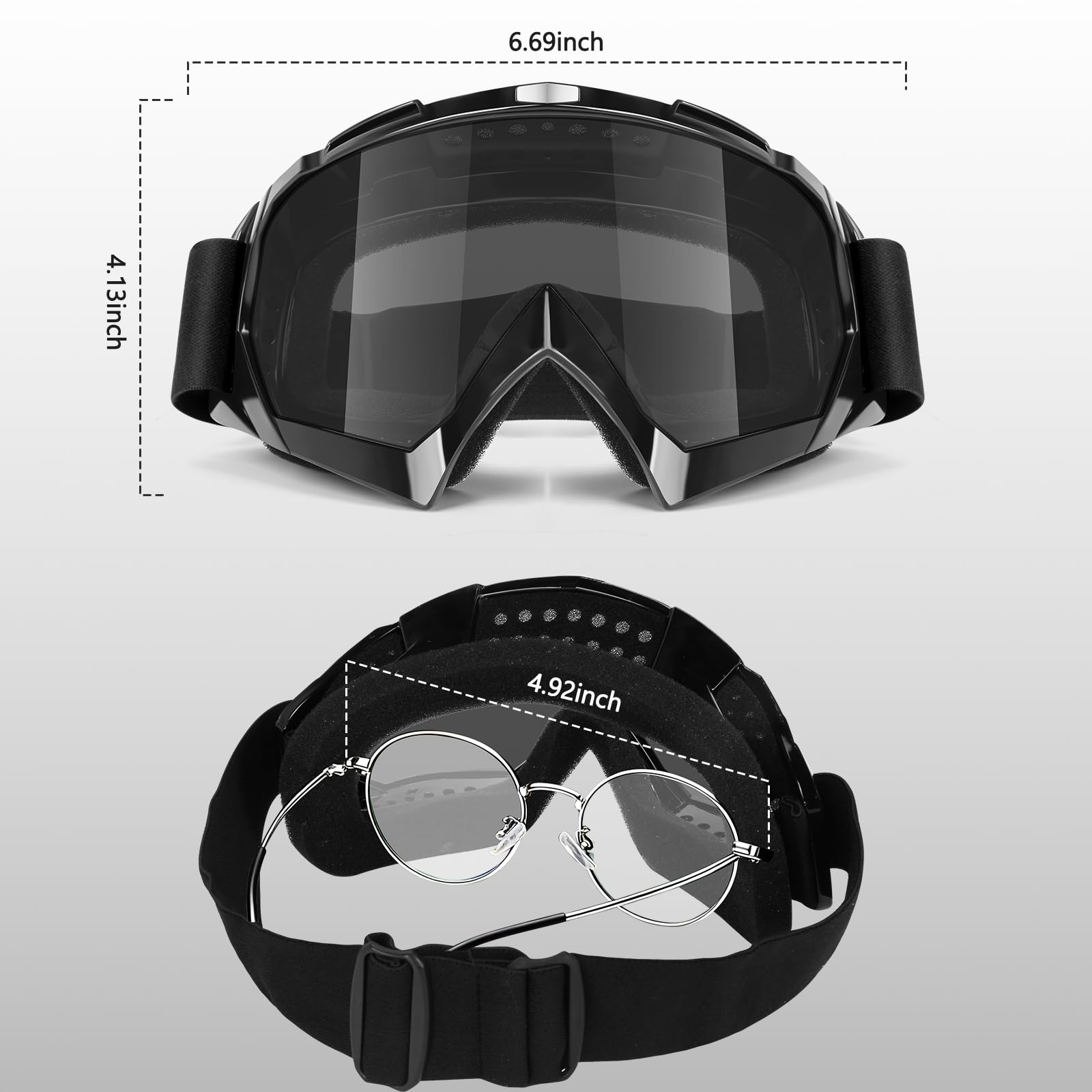 Lievermo Occhiali da moto ATV Dirt Bike, confezione da 2, per motocross, motocross, casco UTV, occhiali antipolvere