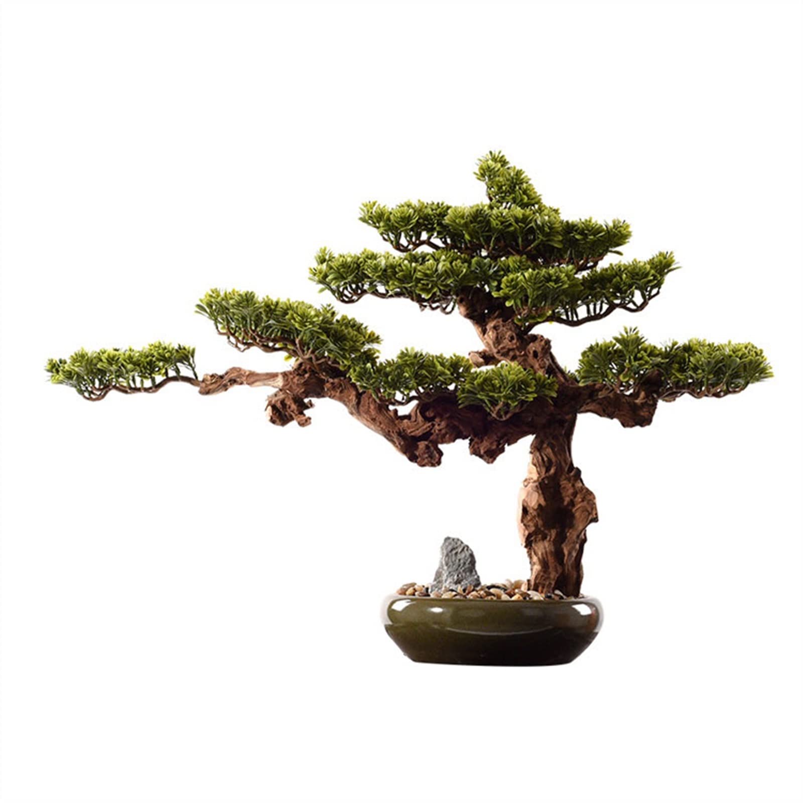 MYUYEE Tree Fake Plant Chinese Artificial Bonsai Tree Living Room Simulation Plant Bonsai Indoor Welcome Pine Green Plant Ceramic Pot Plant Fake Tree Desktop Ornaments Potted Tree Ar