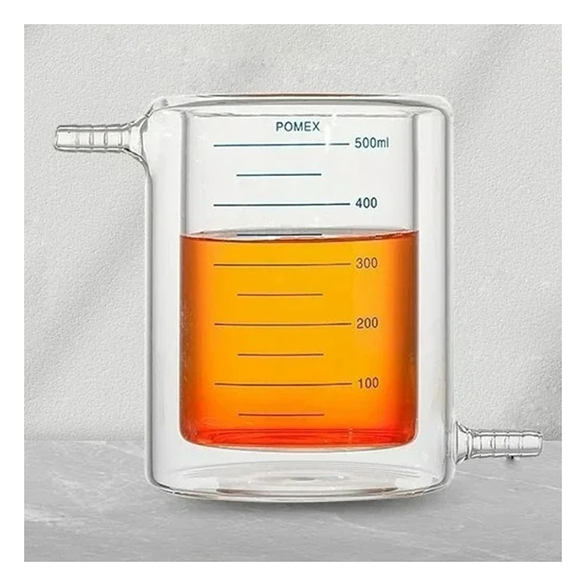 Vetreria da laboratorio Becher con camicia a doppio strato da 10 ml a 1000 ml, becher sperimentale con camicia da laboratorio in vetro borosilicato ad alto contenuto di borosilicato(50ML)
