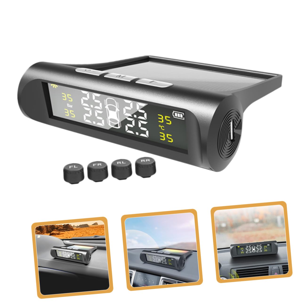 Cabilock Monitor Pressione Pneumatici Auto Nero, Monitoraggio