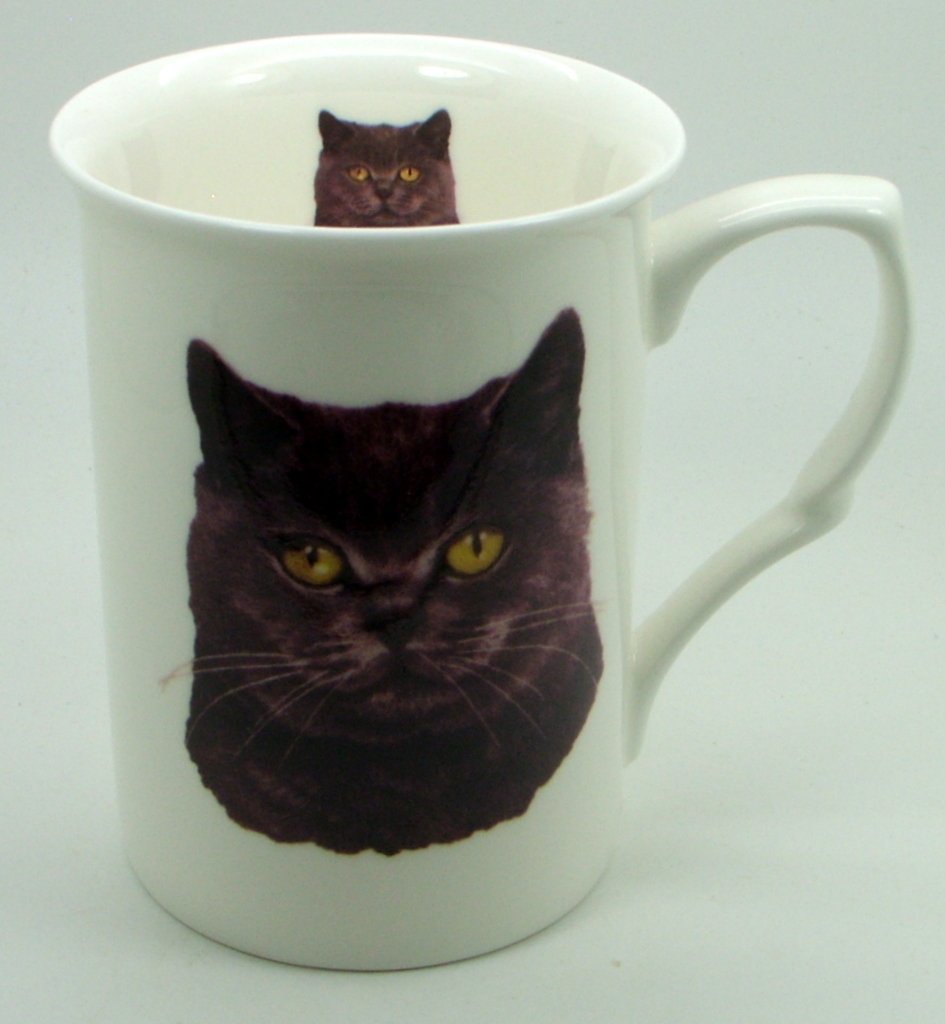 The Plate Collectors Shop EUROPEAN BLUE CAT FINE BONE CHINA 10 0Z MUG ~ HAND DECORATED IN STOKE ON TRENT