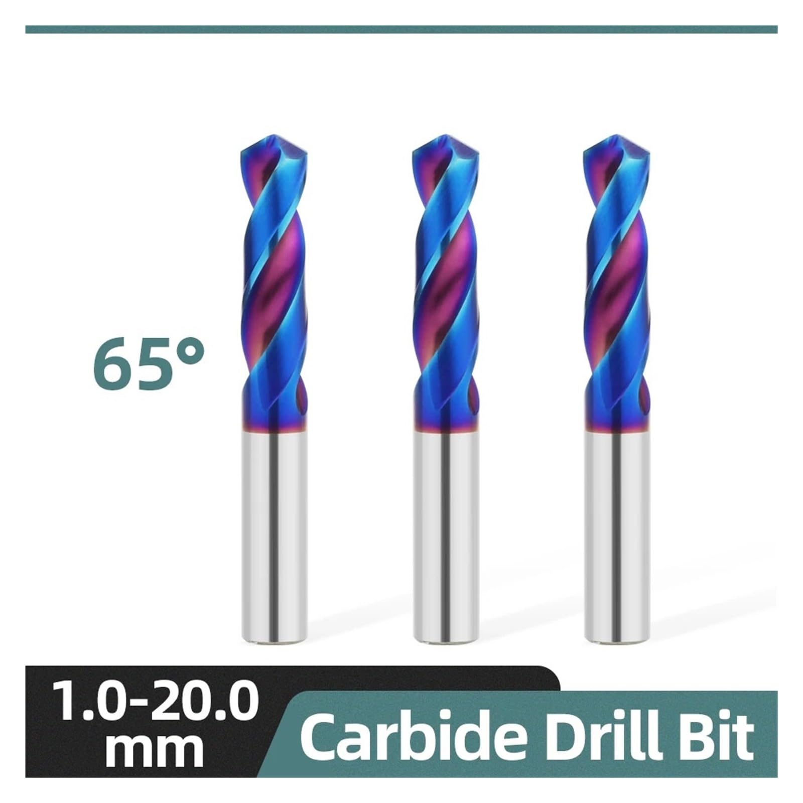 Punte elicoidali in carburo di tungsteno da 65°, punte for metallo duro, utensili for officina meccanica, macchina for foratura CNC da 1,0 a 20,0 mm(12.6mm)