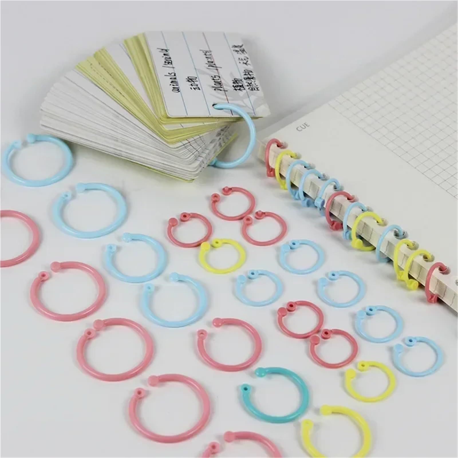 Lomos para encuadernación de hojas sueltas, Anillas de plástico for encuadernación de hojas sueltas, 200 piezas, multicolor, 25 mm