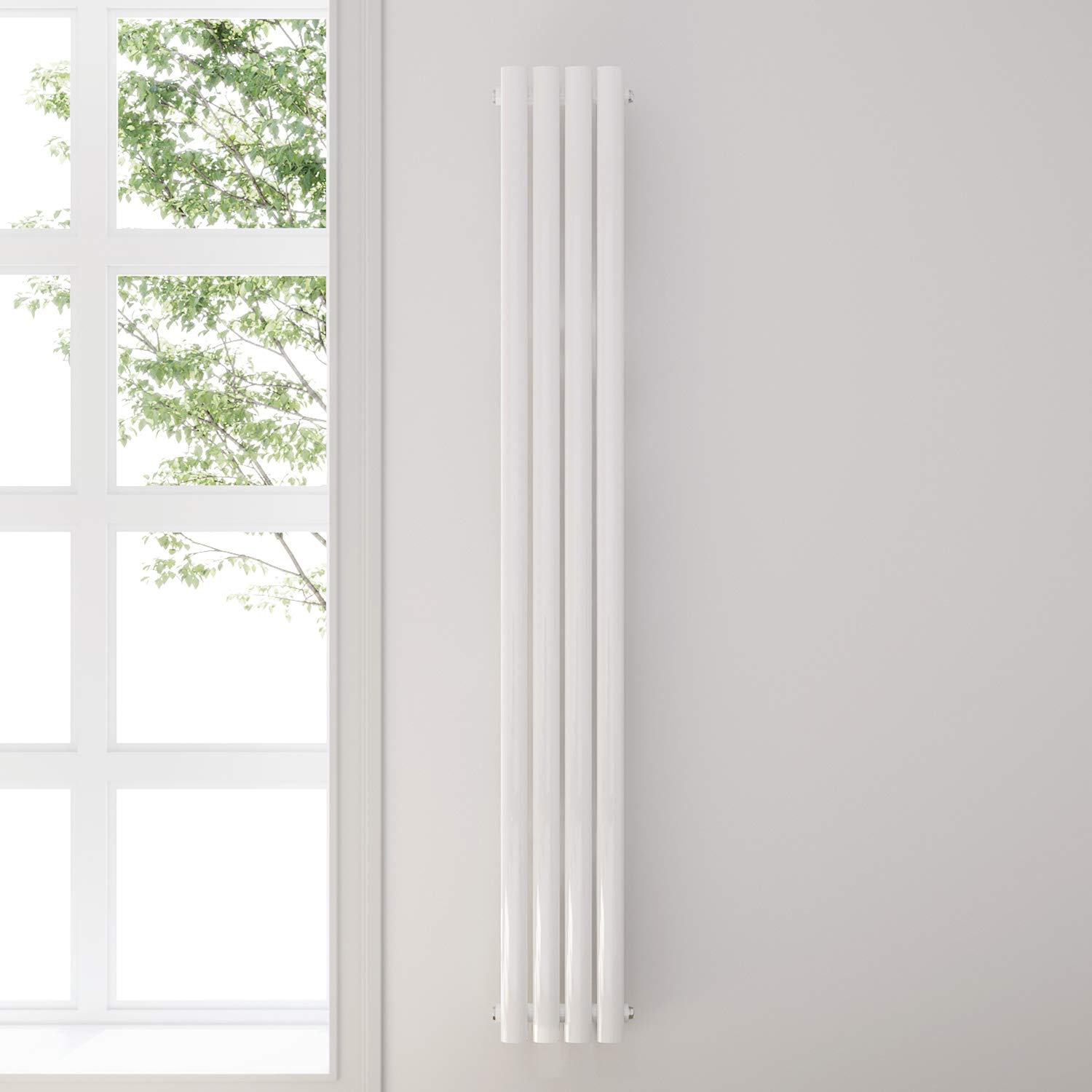 ELEGANT Radiator, vlak, 1600x308mm, wit, dubbel-laags, paneelradiator, met verticale middenaansluiting, moderne vlakke radiator