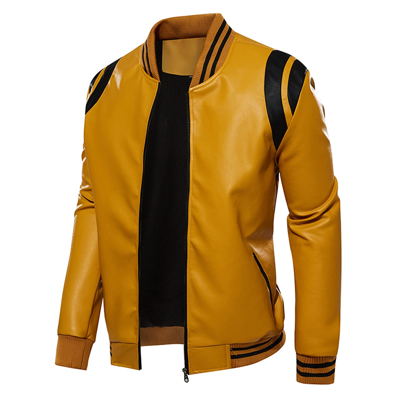 Giacca in pelle da uomo, stile cowboy, stile western, impermeabile | Giacca da moto vintage classica retrò patchwork giacca a vento primaverile pesca ciclismo cappotto per escursionismo