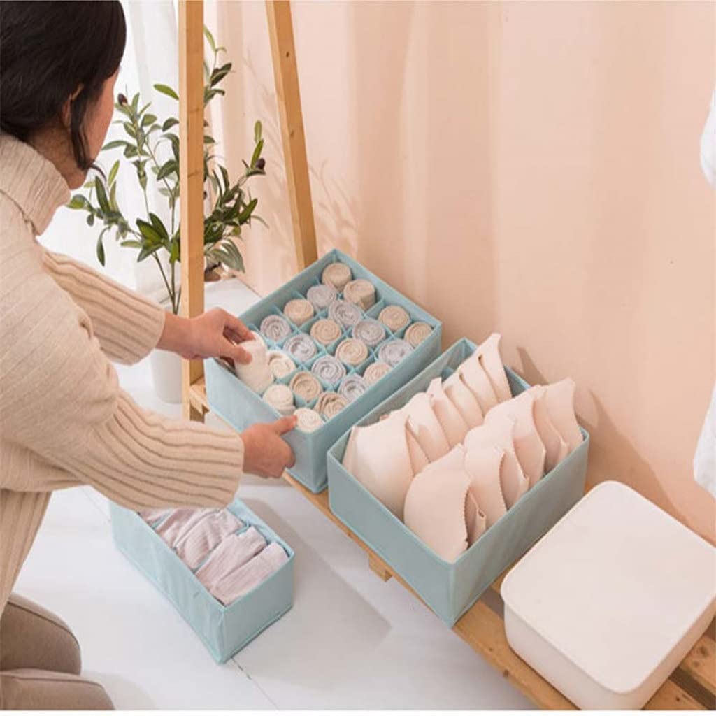 Boîtes de Rangement Non tissées sous-vêtements Organisateur de vêtements tiroir Organisateur de Placard pour Chaussettes Pliantes Short Soutien-Gorge (Argento)