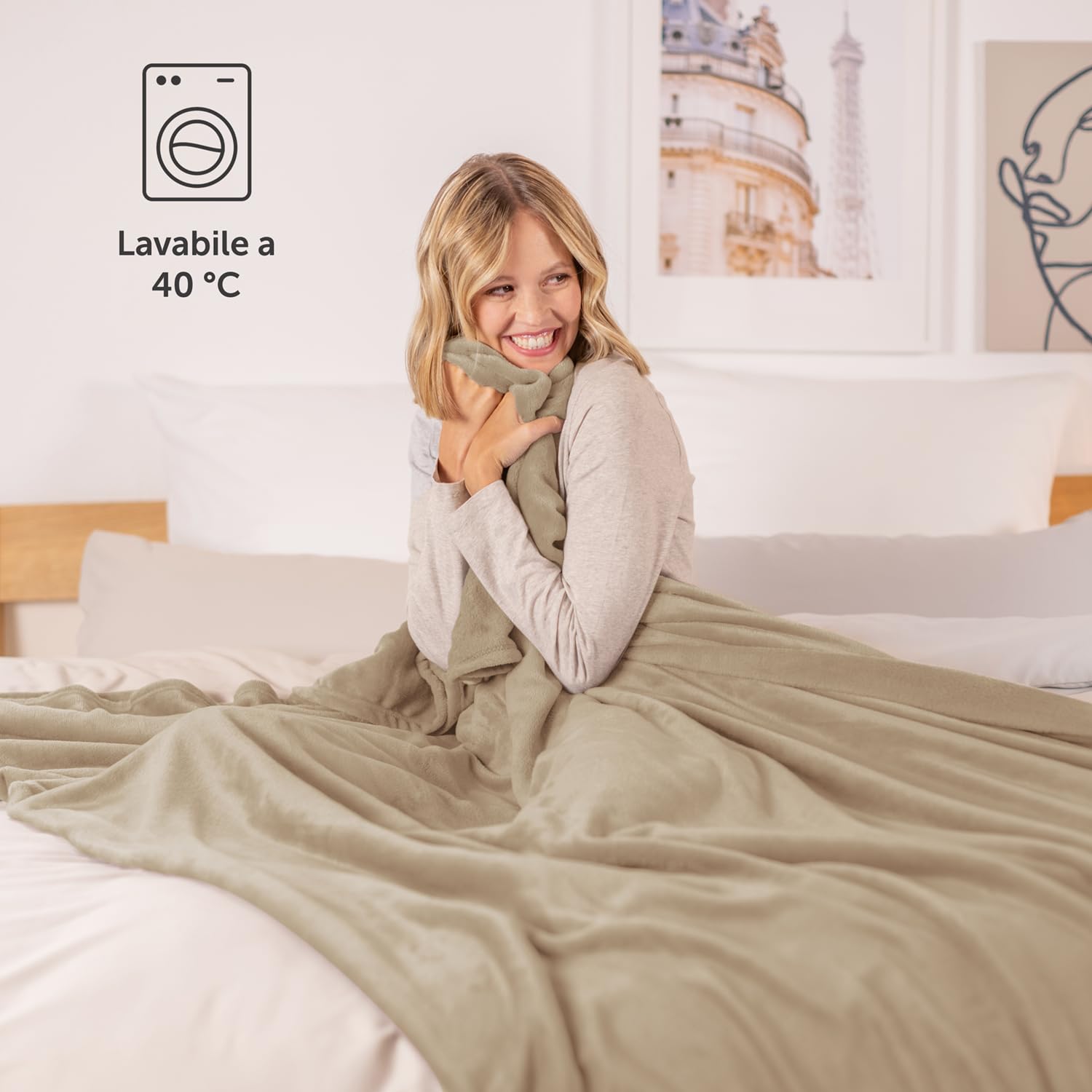Blumtal Coperta Pile 150x200cm - Coperta Plaid divano super morbida - Coperta Divano certificata OKEO-Tex - winter blanket - coperta plaid pile - coperta in pile divano - plaid pile - in colore sabbia