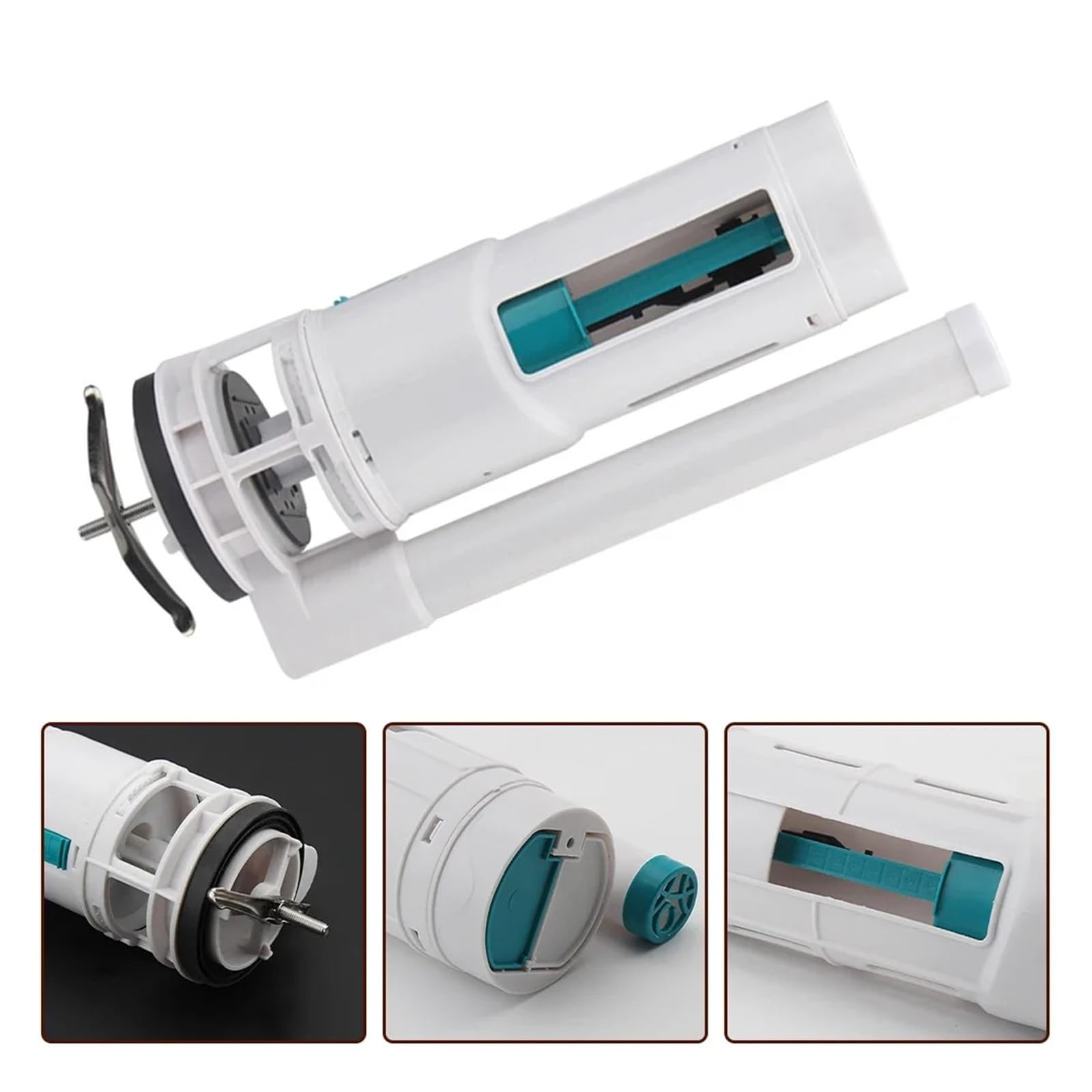 Fluxómetro manual para inodoro Cisternas de inodoro con orificio pasante roscado, válvula de doble descarga con tubo de rebose ajustable