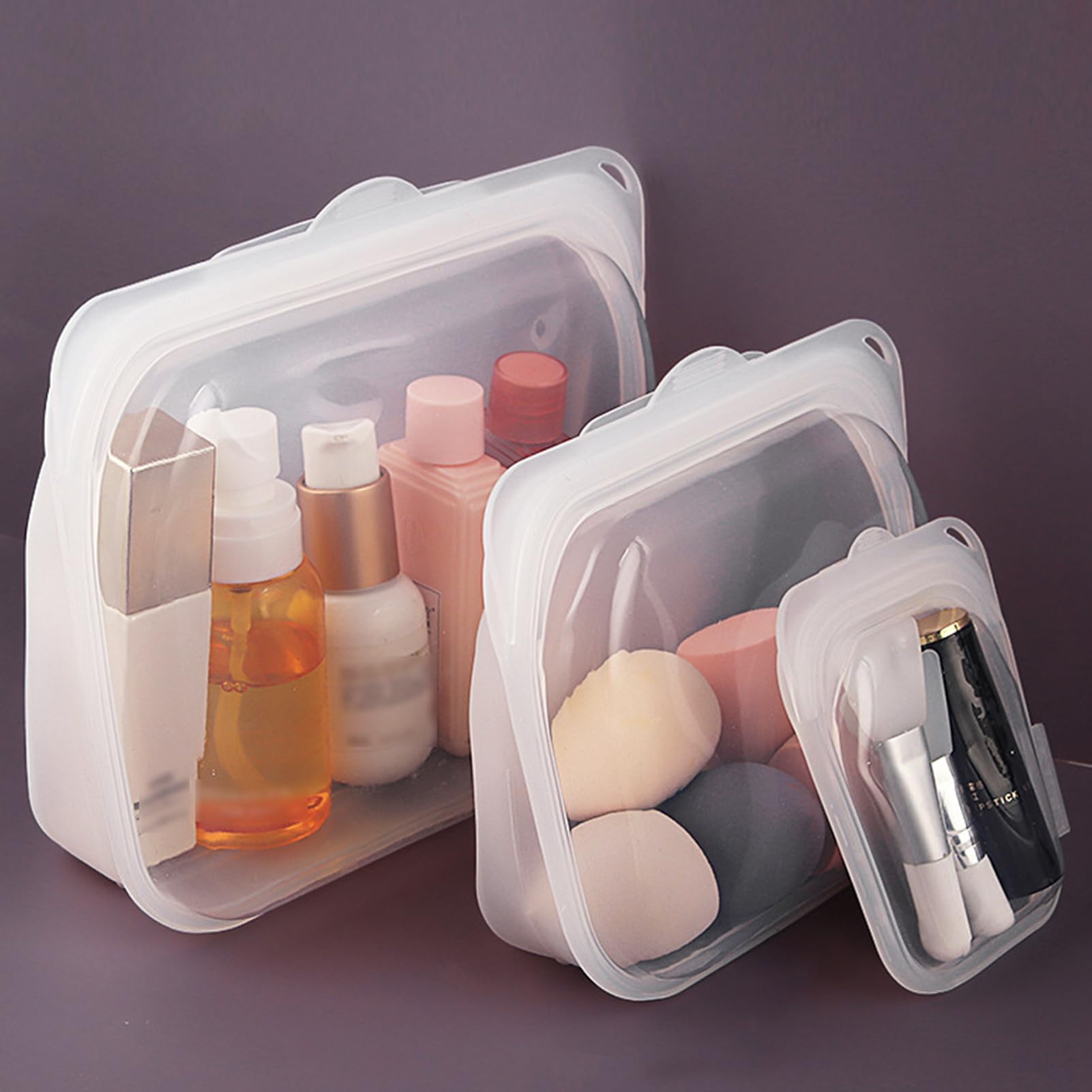 Bolsas Reutilizables para Snacks 3 Envases de Silicona para Alimentos | Bolsas herméticas para alimentos para Preparación de Comidas, Almuerzo, Viaje, , Carne, Queso, Verduras, Fruta
