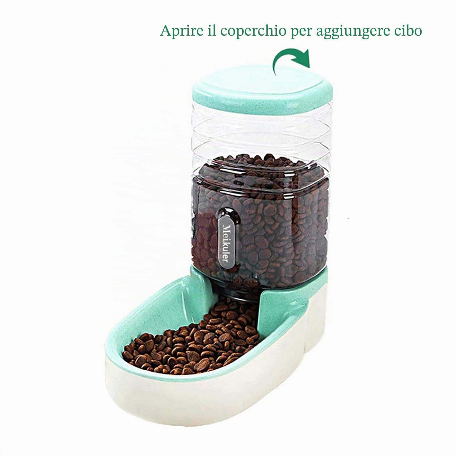 Alimentatore Automatico 3,8 L, Dispenser Acqua 3,8 L Mangiatoia Automatica Dispenser Cibo Secco Stazione di Alimentazione per Cani Gatti Animali Domestici (Verde)