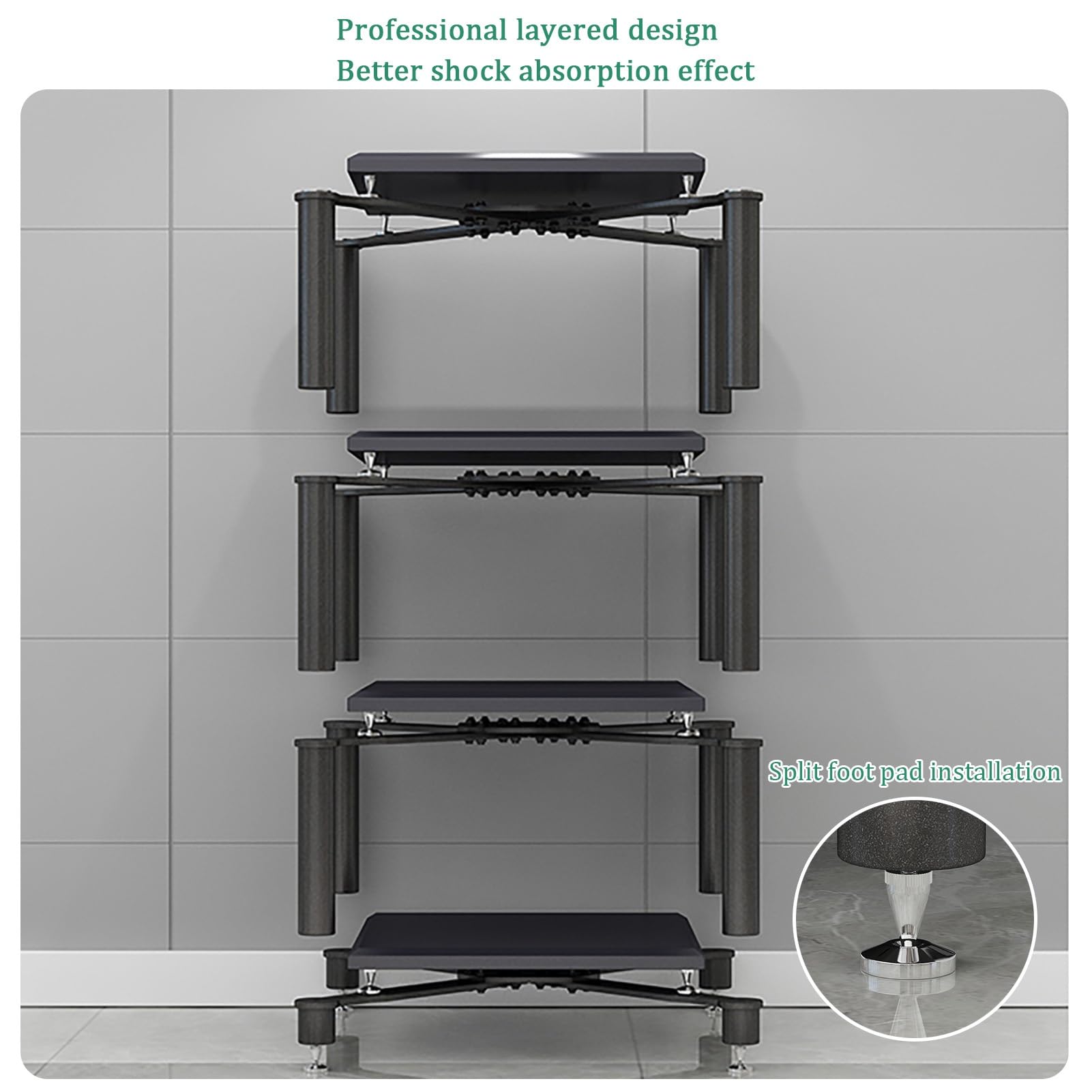 Meuble TV AV, étagère d'angle pour matériel Audio, Meuble de Rangement multimédia Moderne, Centre de Divertissement Ouvert avec Structure métallique, Support au，Silver 3 Tier 70x70x75CM