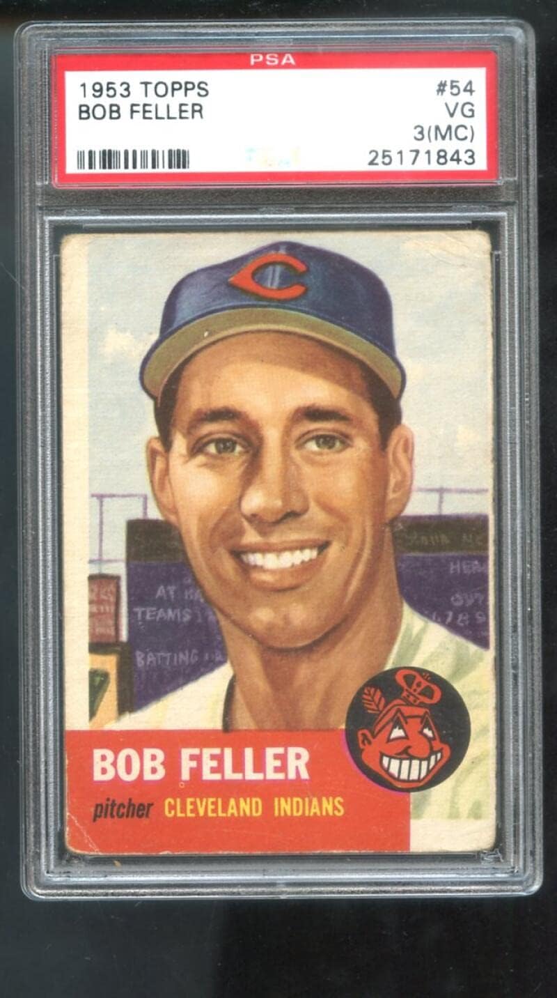 1953 Topps #54 Bob Feller PSA 3 (MC) Graded Baseball Card MLB Cleveland Indians