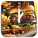 Produktbild Stil.Zeit Saftiger Chili Cheese Burger, Wanduhr Quadratisch Durchmesser 28cm mit weißen eckigen Zeigern und Ziffernblatt