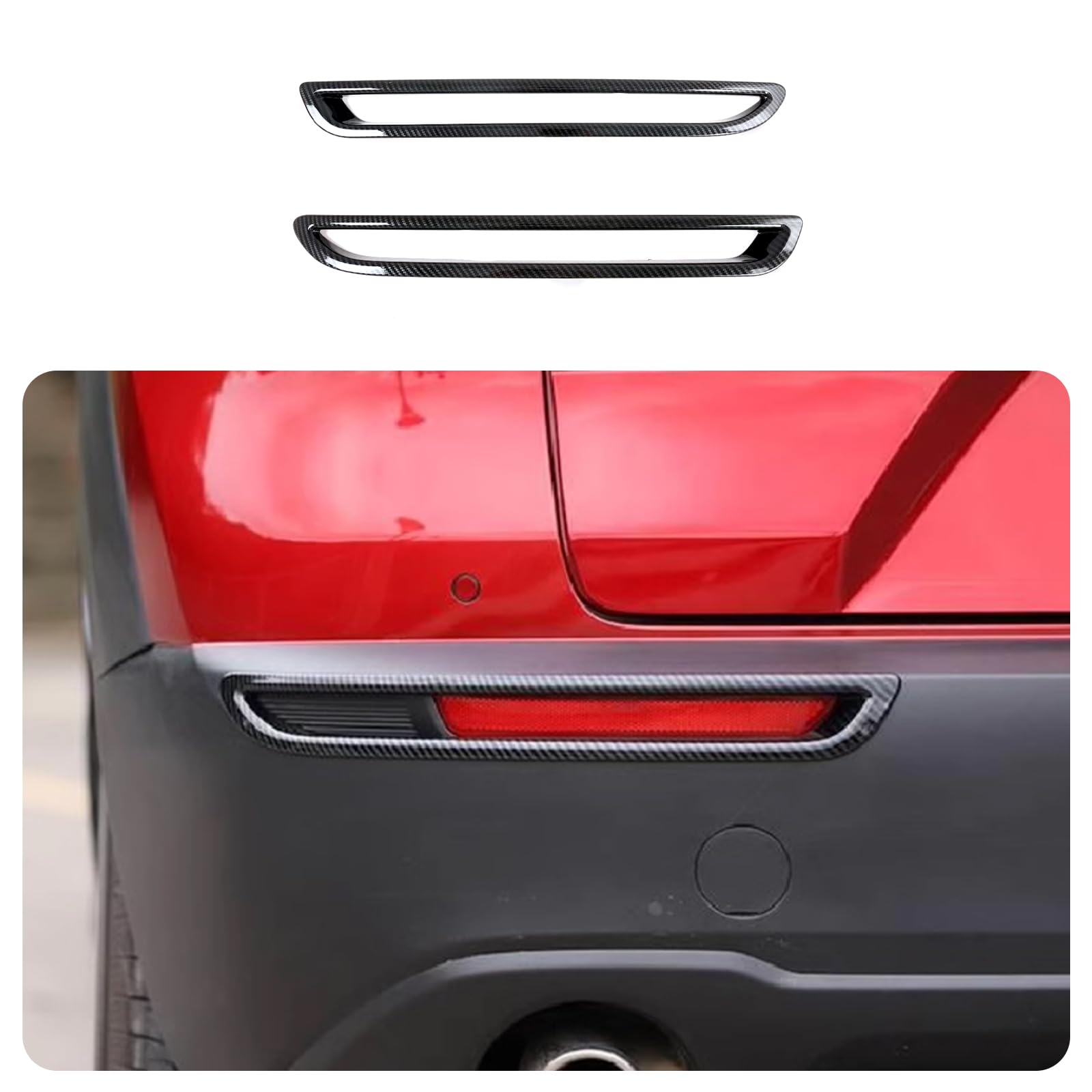 KELEIMAI Car Accessories Fit For Mazda CX-30 CX30 2020 2021 2022 2023 2024 Exterior Decoration Rear Fog Light Lamp Frame Cover Trim (Rear:Carbon Fiber) 2PCS ABS