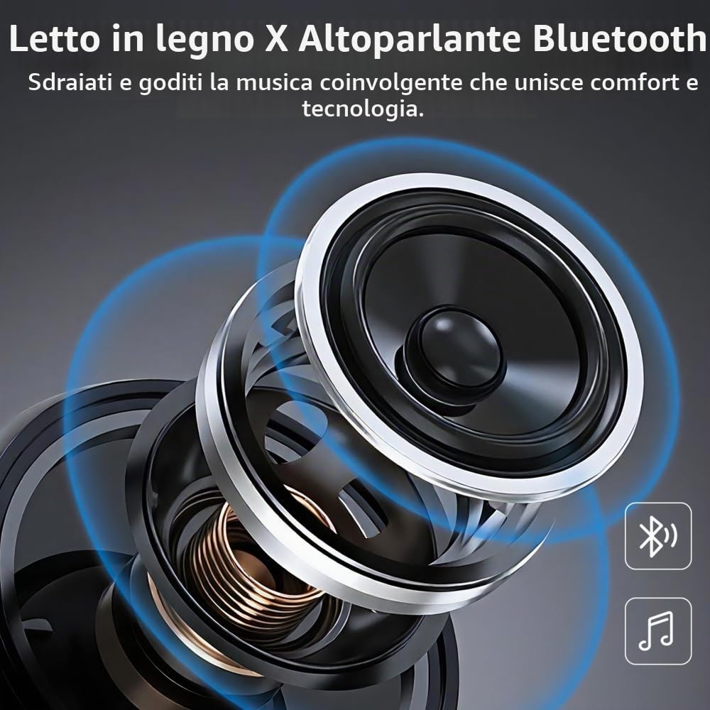 Struttura letto 180x200 con rete a doghe, letto con comodini integrati, letto matrimoniale in legno con porta USB e LED, orologio elettronico, senza materasso, bianco