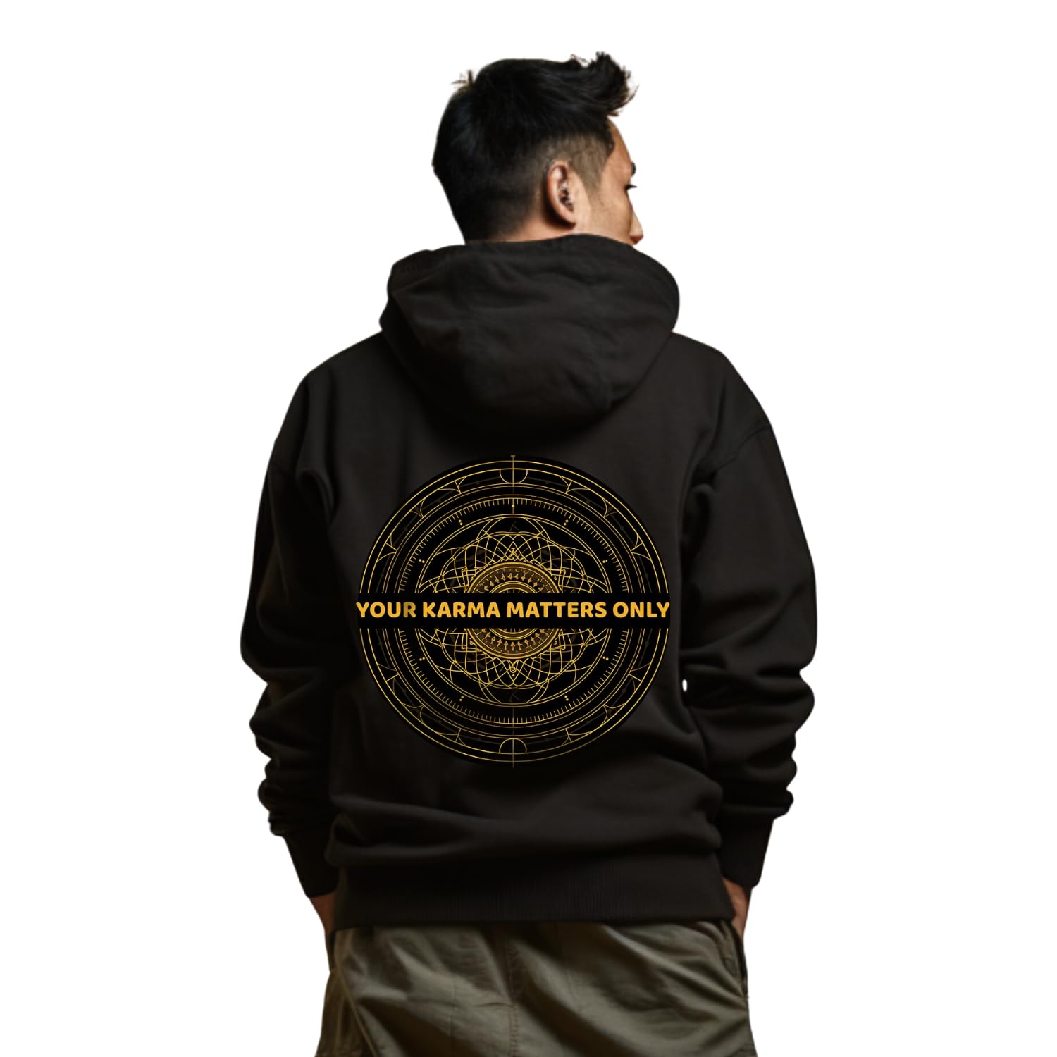 prabhu bhakti Prabhubhakti Solid Black Karma Matters Printed Pullover Full Sleeve Hoodies Full for Men-picture-11