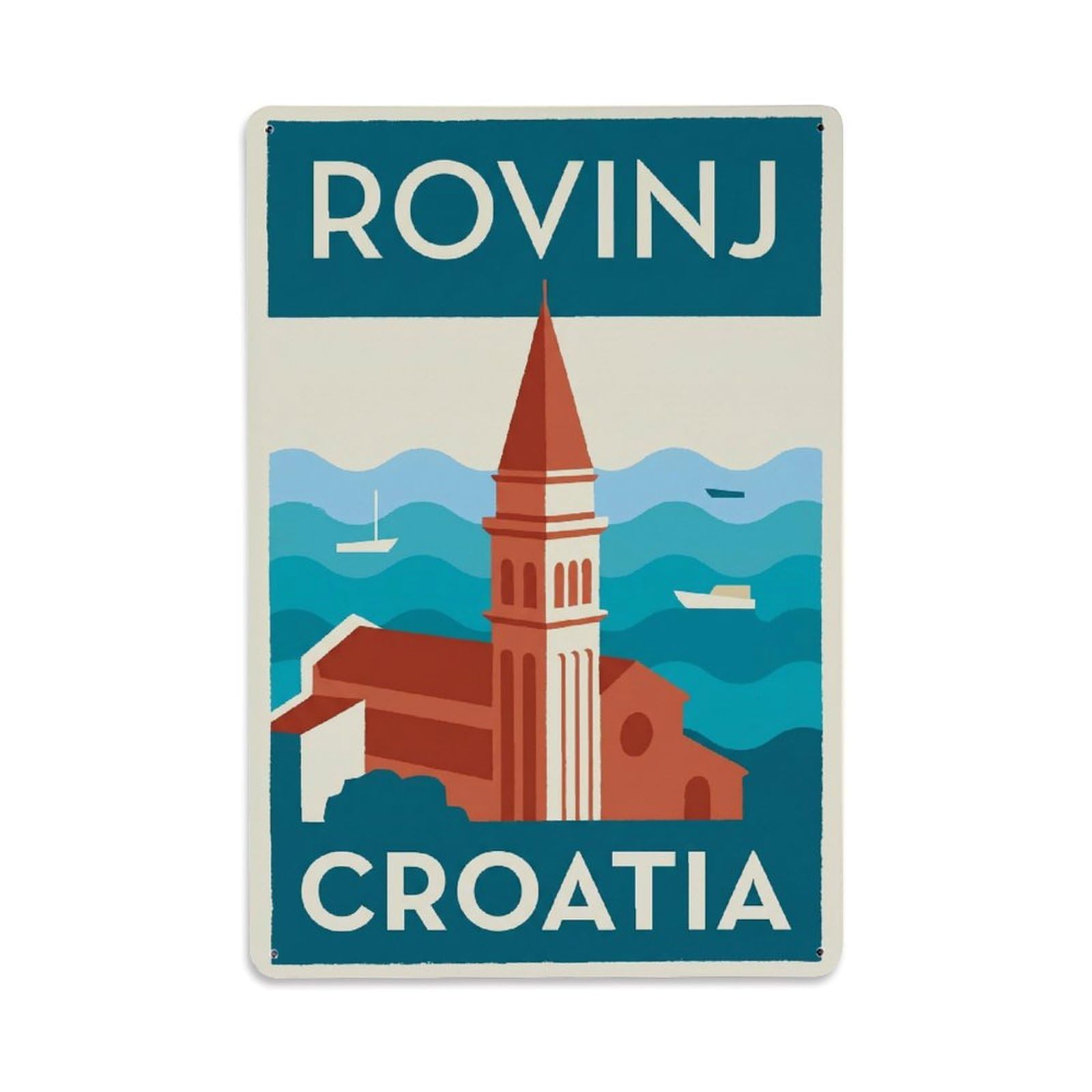 Retro Croatia Rovinj Travel Metal Tin Sign