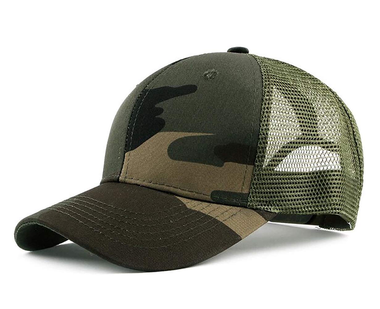 CHENNUO Camouflage Army Mesh Cap Trucker Hat Baseball Cap He