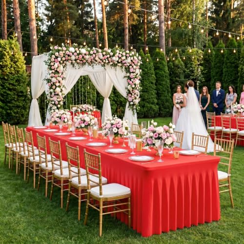 Baoszty 2Pack Red Spandex Tablecloth for 6FT Rectangle Tables,Table Skirt by Baoszty - Used condition - Image 8