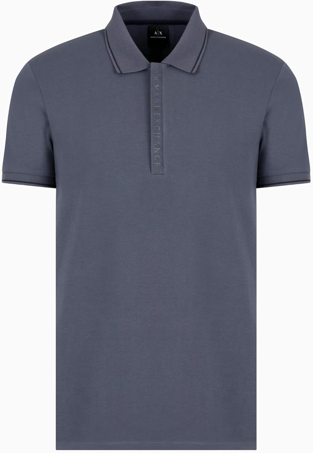Armani Exchange Men's Slim Fit Stretch Cotton Jersey Logo Zip Polo, India Ink/Navy, Large - Image 3
