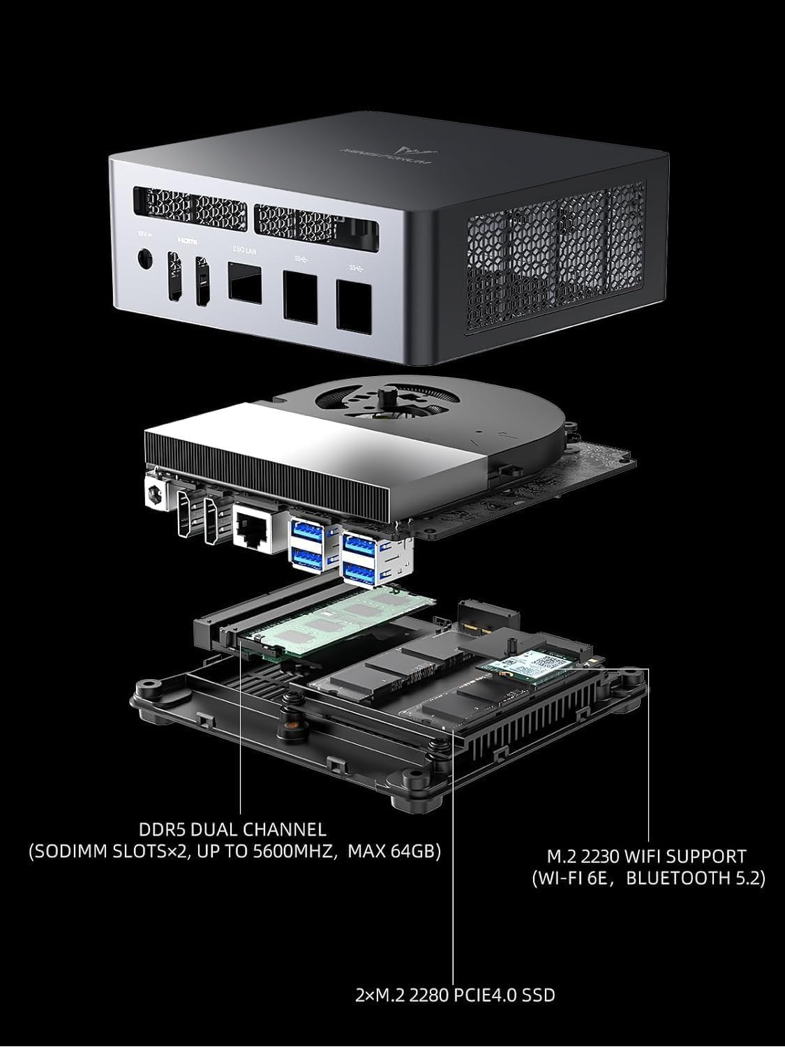MINIS FORUM UM790 Pro Mini PC, AMD Ryzen 9 7940HS bis zu 5,2 GHz, 32