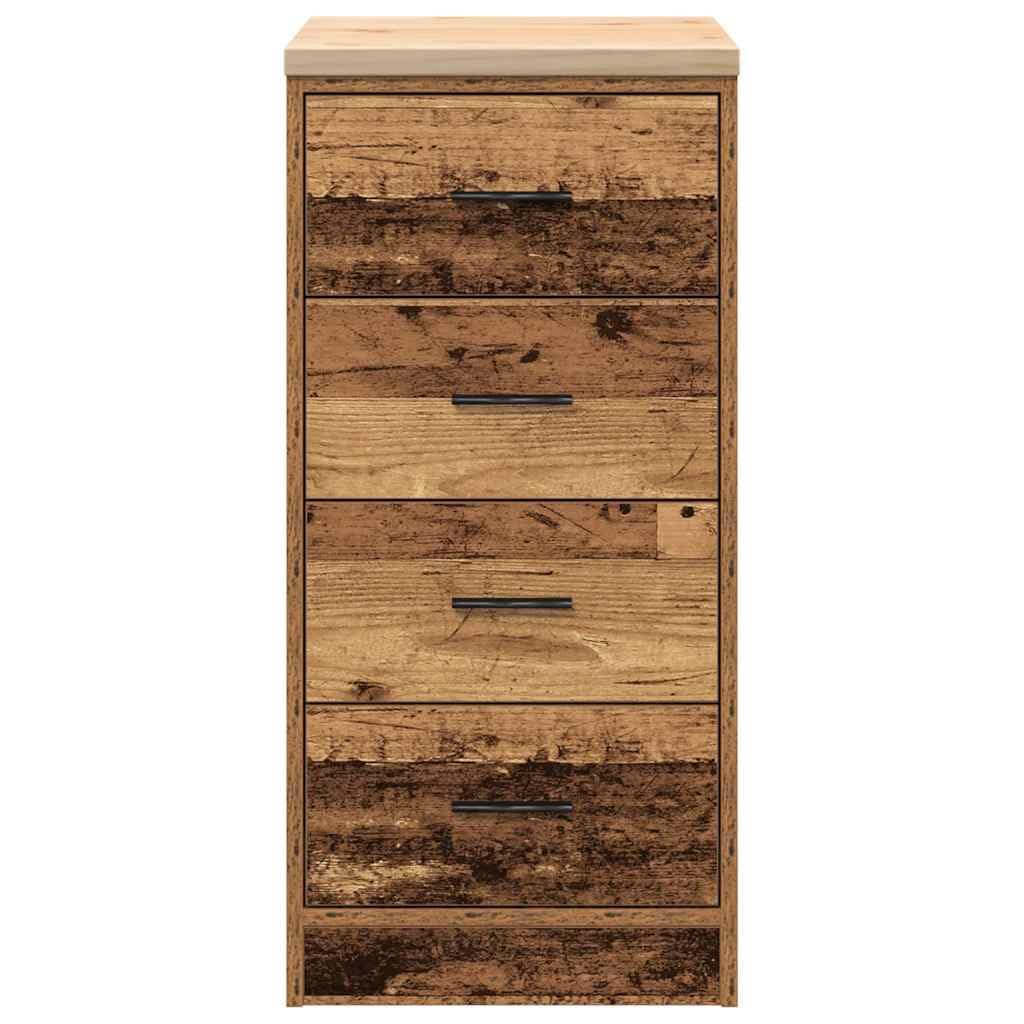 Armadietto per garage, effetto legno di pino massiccio, con quattro cassetti e piano di lavoro robusto, per officina, garage, cantina e magazzino