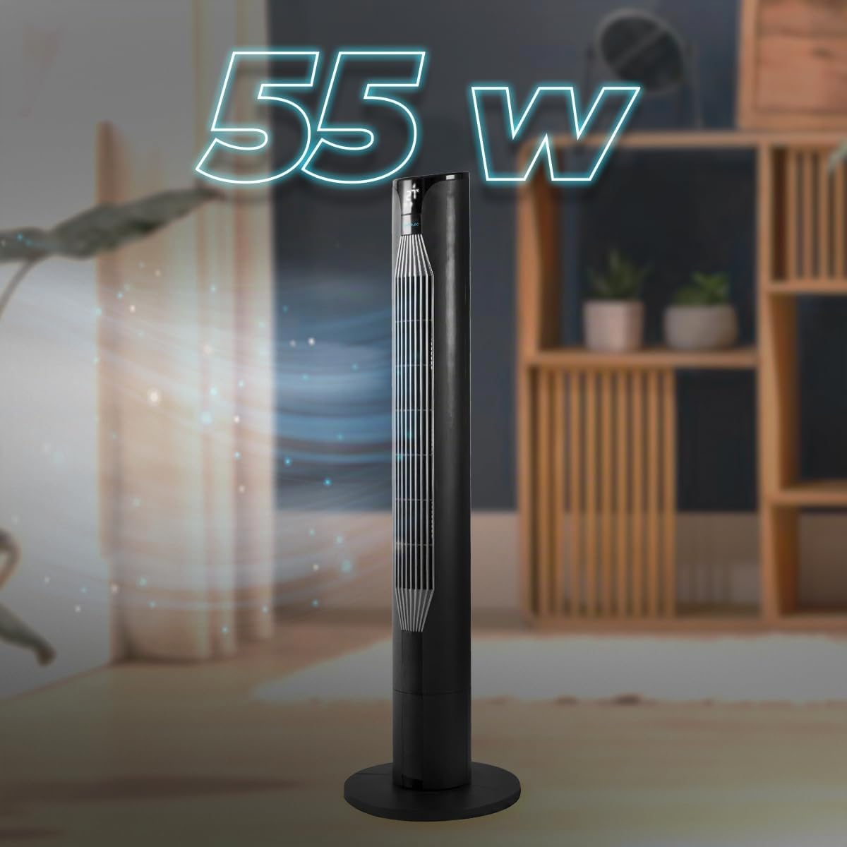 Cecotec - Ventilatore a torre EnergySilence 8150 Skyline da 106 cm, 55W, Telecomando, display LED, 3 velocità, 3 modalità, oscillazione a 80º e timer 12h