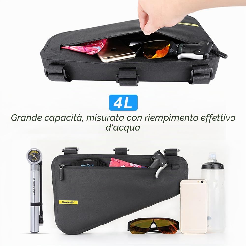 Rhinowalk Borsa per telaio per bicicletta Triangolo impermeabile Triangolo Borsa da bicicletta per MTB Bici da strada