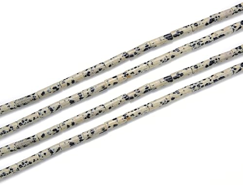 Miniatura 3 de 1 hebra Adabele - Piedra preciosa curativa de jaspe dálmata natural, 0.512 in x 0.157 in, tubo redondo, espaciador, cuentas de piedra sueltas de 15