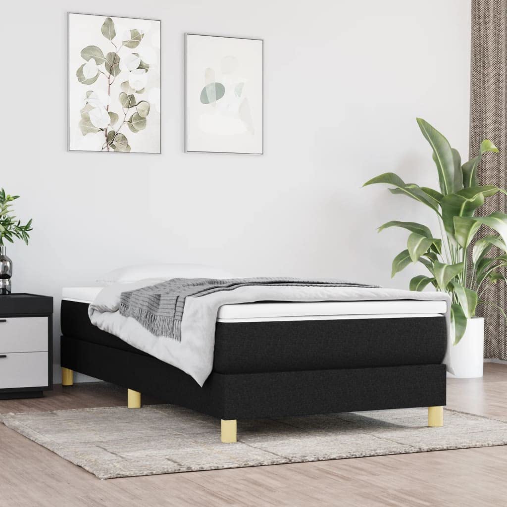 vidaXL Estructura de Cama con somier Tela Negro 90x190 cm