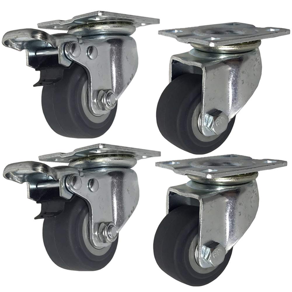OJHFJMGH Casters, 4 15'' 40mm/2'' 801kg PU Plate Swivel with Brake Steel Bracket Iron Bearing for Factory Transport Trolley