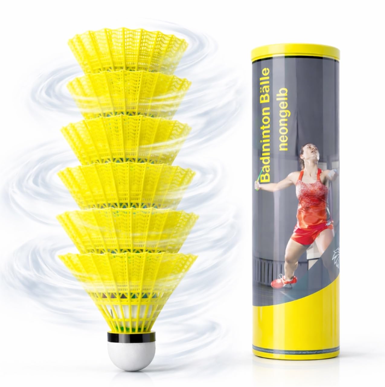 6x Federbälle gelb Badmintonbälle für Training & Wettkampf Badminton - Feder Ball Bälle Federball für Outdoor & Indoor